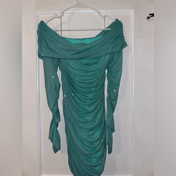Mint Glitter Mini Dress - Picture 3 of 3